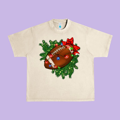 American Football Christmas With Lights And Ribbon Urban Heavy Tee Designed By Fadigitalartstudio