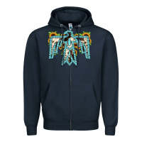 Navy thuhderbird Zipper Hoodie - JahusDesignShop