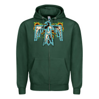 Sports Green thuhderbird Zipper Hoodie - JahusDesignShop