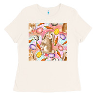 Bone Happy Easter Bunny Seamless Pattern Ladies Tee - BundleAndBundleShop