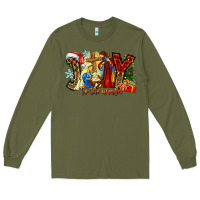 Army Green Joy To The World Long Sleeve Tee - CowhideDigitalArt