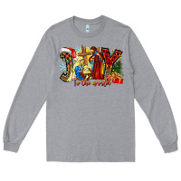 Heather Grey Joy To The World Long Sleeve Tee - CowhideDigitalArt