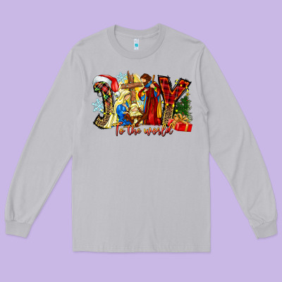 Joy To The World Long Sleeve Tee Designed By Cowhidedigitalart
