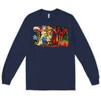 Navy Joy To The World Long Sleeve Tee - CowhideDigitalArt