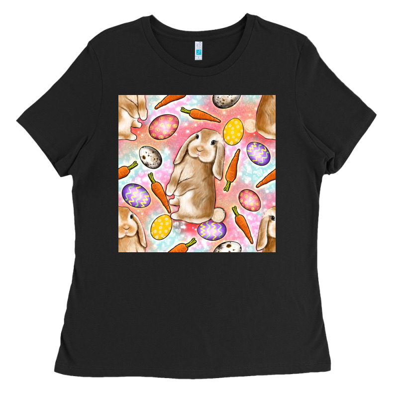 Happy Easter Bunny Seamless Pattern Ladies Tee by BundleAndBundleShop | Teevron