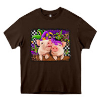Chocolate Brown mardi gras western leopard pigs Heavy Core Tee - Jasminsmagicworld