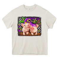 Cream mardi gras western leopard pigs Heavy Core Tee - Jasminsmagicworld
