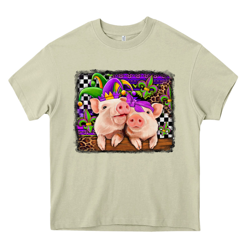 Mardi Gras Western Leopard Pigs Heavy Core Tee by Jasminsmagicworld | Teevron