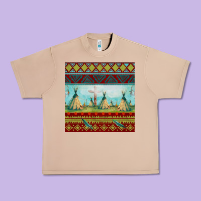 Teepe Tent Dreamcatcher Totem Pole Seamless Patter Urban Heavy Tee Designed By Fadigitalartstudio