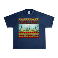 Navy teepe tent dreamcatcher totem pole seamless patter Urban Heavy Tee - FaDigitalArtStudio