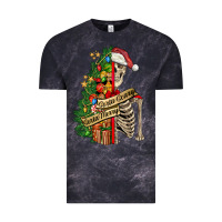Cloud Black sorta merry sorta scary skeleton Vintage Tee - FaDigitalArtStudio