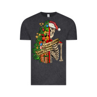 Vintage Black sorta merry sorta scary skeleton Vintage Tee - FaDigitalArtStudio