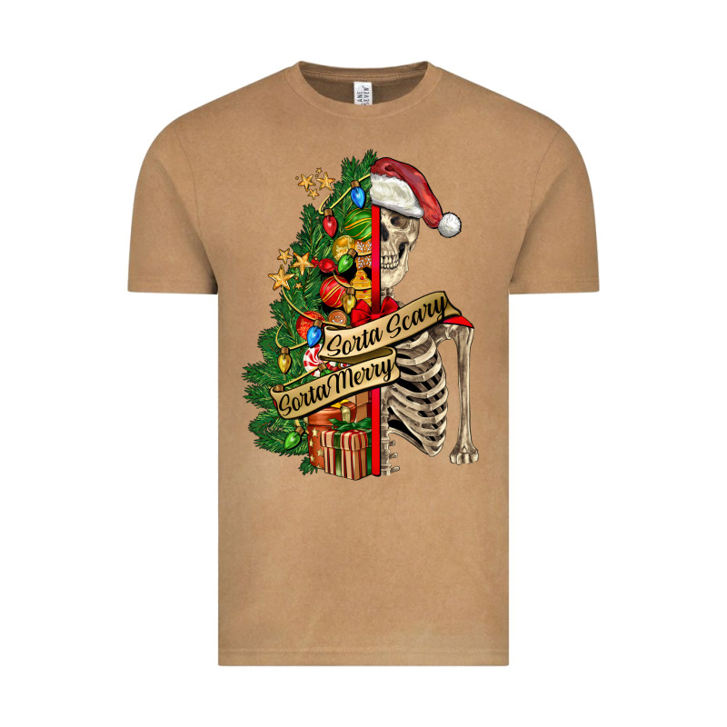 Sorta Merry Sorta Scary Skeleton Vintage Tee by FaDigitalArtStudio | Teevron