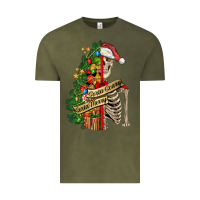 Vintage Olive sorta merry sorta scary skeleton Vintage Tee - FaDigitalArtStudio