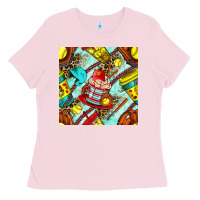 Bubblegum Pink softball coffee cup and bat with leopard seamless pattern bbs Ladies Tee - BundleAndBundleShop