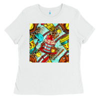 White softball coffee cup and bat with leopard seamless pattern bbs Ladies Tee - BundleAndBundleShop