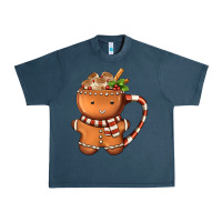 Midnight Navy Gingerbread Cookie Man Hot Cocoa Coffee Urban Heavy Tee - FaDigitalArtStudio