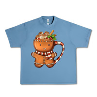 Pebble Blue Gingerbread Cookie Man Hot Cocoa Coffee Urban Heavy Tee - FaDigitalArtStudio