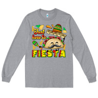 Heather Grey Just Here To Fiesta Long Sleeve Tee - CowhideDigitalArt