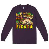 Plum Just Here To Fiesta Long Sleeve Tee - CowhideDigitalArt