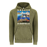 Vintage Olive greece acropolis famous sights gallery traveler souvenir t shirt Vintage Hoodie - baoMotion