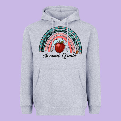 Second Grade Rainbow Heavyweight Hoodie Designed By Ranaportraitstore