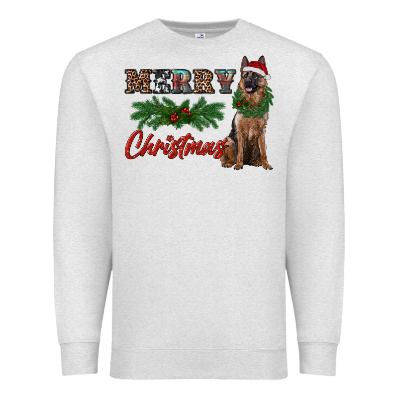 Merry Christmas German Shepherd Premium Sweatshirt by RanaPortraitStore | Teevron