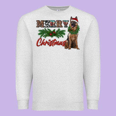 Merry Christmas German Shepherd Premium Sweatshirt Designed By Ranaportraitstore
