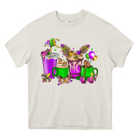 Cream Mardi Gras coffee cups Heavy Core Tee - HowdyJamesFarm
