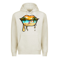 Oatmeal Heather beach lips Premium Hoodie - Jasminsmagicworld