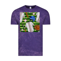 Cloud Purple baseball uniform and field seamless pattern Vintage Tee - BundleAndBundleShop