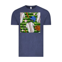 Vintage Denim baseball uniform and field seamless pattern Vintage Tee - BundleAndBundleShop
