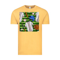 Vintage Mustard baseball uniform and field seamless pattern Vintage Tee - BundleAndBundleShop