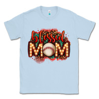 Dusty Blue blessed baseball mom lightbulb letters Classic Tee - OliviaCreatesArt