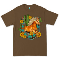 Cacao western horse cactus sunflowers horseshoe Premium Tee - OliviaCreatesArt