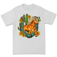 Dove Grey western horse cactus sunflowers horseshoe Premium Tee - OliviaCreatesArt