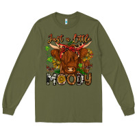 Army Green Just a Little Moody Long Sleeve Tee - CowhideDigitalArt