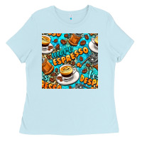Baby Blue more espresso less despresso coffee with leopard seamless pattern bbs Ladies Tee - BundleAndBundleShop