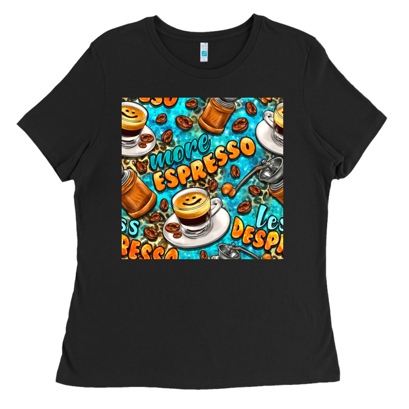 More Espresso Less Despresso Coffee With Leopard Seamless Pattern Bbs Ladies Tee by BundleAndBundleShop | Teevron