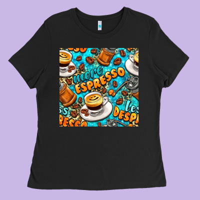 More Espresso Less Despresso Coffee With Leopard Seamless Pattern Bbs Ladies Tee Designed By Bundleandbundleshop