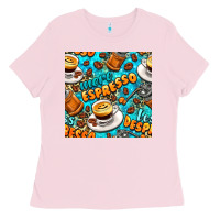 Bubblegum Pink more espresso less despresso coffee with leopard seamless pattern bbs Ladies Tee - BundleAndBundleShop