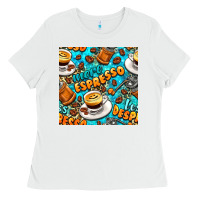 White more espresso less despresso coffee with leopard seamless pattern bbs Ladies Tee - BundleAndBundleShop