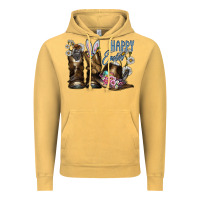 Vintage Mustard Happy Easter Vintage Hoodie - CowhideDigitalArt