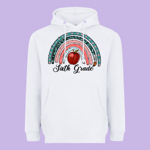 Sixth Grade Rainbow Heavyweight Hoodie Designed By Ranaportraitstore