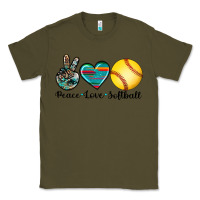 Army Green peace love softball Classic Tee - Artiststas