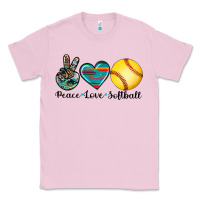Bubblegum Pink peace love softball Classic Tee - Artiststas