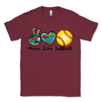 Burgundy peace love softball Classic Tee - Artiststas
