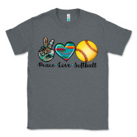 Charcoal Heather peace love softball Classic Tee - Artiststas