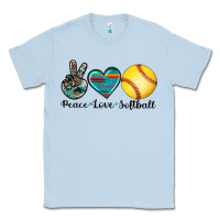 Dusty Blue peace love softball Classic Tee - Artiststas