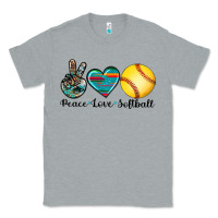 Heather Grey peace love softball Classic Tee - Artiststas